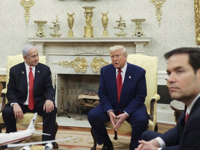 Trump ICC (Pool via Associated Press) President Donald Trump, center right, meets with Israel's Prime Minister Benjamin Net
