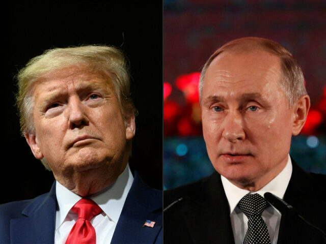Trump, Putin This combination of pictures created on February 21, 2020 shows US President Donald Trump
