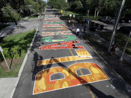 Several local artists painted Black Live Matter mural on the street during a Juneteenth 20
