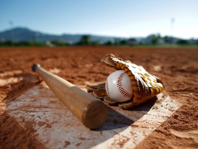 Baseball and glove Bat at Home Plate