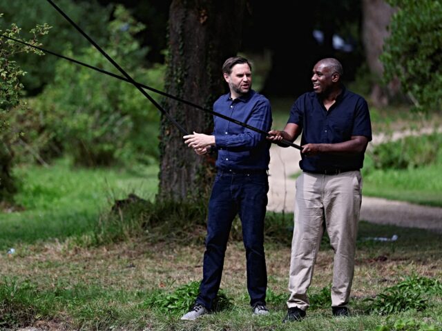 david lammy goes fishing Britain's Foreign Secretary David Lammy (R) and US Vice President JD Vance (L) fish in the