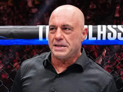 LAS VEGAS, NEVADA - JUNE 28: (L-R) TKO President and CEO Dana White and Joe Rogan look on