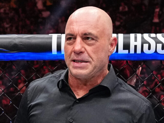 joerogan LAS VEGAS, NEVADA - JUNE 28: (L-R) TKO President and CEO Dana White and Joe Rogan look on