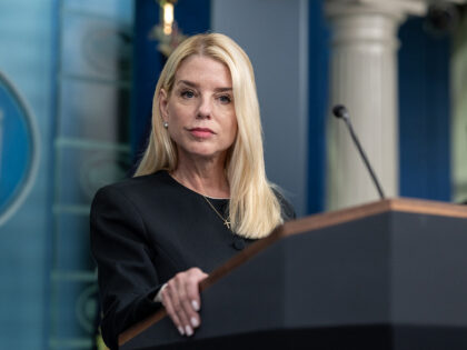 President Donald Trump holds a press conference with Attorney General Pam Bondi and Deputy
