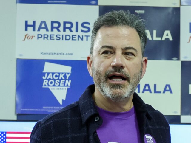 kimmel and democrats LAS VEGAS, NEVADA - OCTOBER 21: Jimmy Kimmel (L) and U.S. Sen. Jacky Rosen (D-NV) they tha