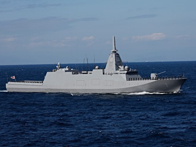 mogami frigate YOKOSUKA, JAPAN - NOVEMBER 06: The Japan Maritime Self-Defence Force stealth frigate JS Mo