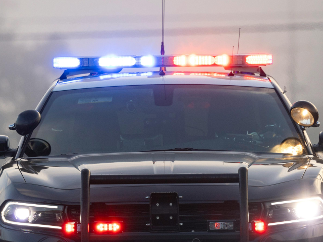 Police Car at Traffic Checkpoint