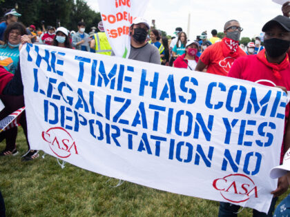 Pro-immigration activists from organizations including CASA and the Center for Popular Dem