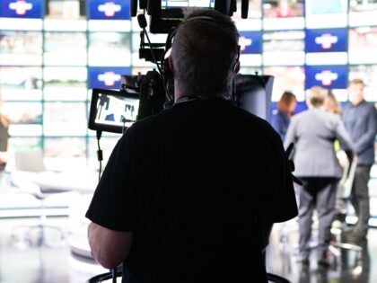 LONDON, UNITED KINGDOM - JULY 4: Camera crew film Sky News Election Night Live on Sky Cent