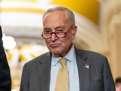 Senate Minority Leader Chuck Schumer, a Democrat from New York, during a news conference f
