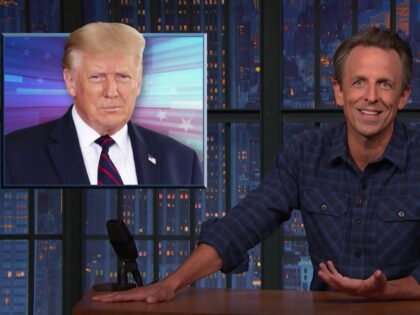 LATE NIGHT WITH SETH MEYERS -- Episode 1189A -- Pictured: Host Seth Meyers during the mono
