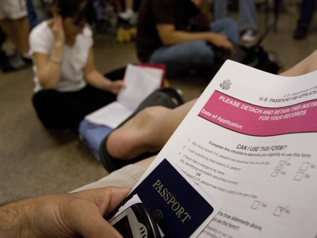 us entry visa SAN FRANCISCO - JULY 6: People wait in line to get their passport applications submitted a