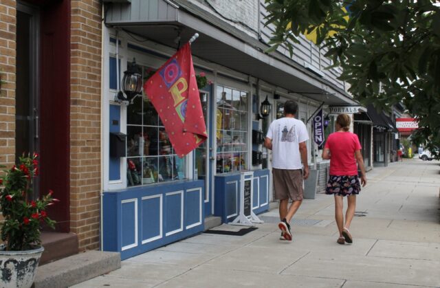 Cafes, art galleries and souvenir shops line the main street of Berkeley Springs, West Vir