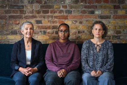 Grandmother Marji Mansfield, 68, history student Zahra Ali, 18, and obstetrician Alice Cla