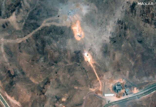 Satellite image of Iran's Fordo uranium enrichment plant dated July 1 following US ai
