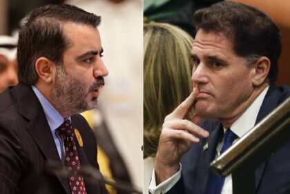 Syrian Foreign Minister Asaad al-Shibani (L) attended a diplomatic meeting in Paris with I