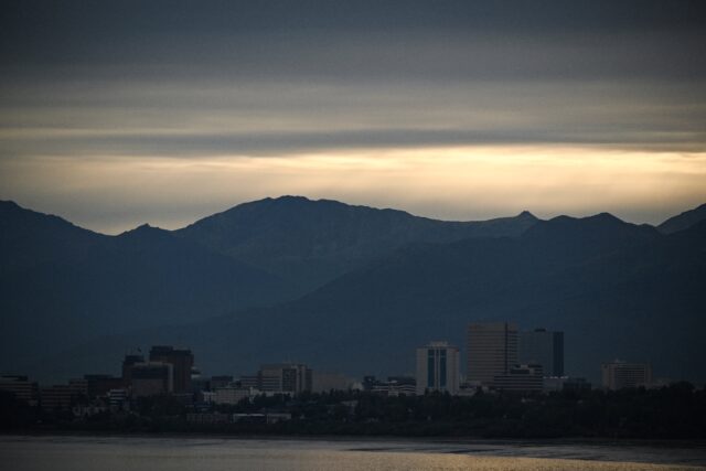 A view of downtown Anchorage, Alaska at sunrise -- the site of the US-Russia summit, a US