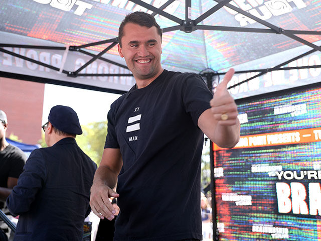 Rob Schneider and Charlie Kirk speaking with attendees at the Grand Canyon University &quo