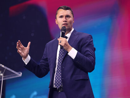 Charlie Kirk speaking with attendees at the 2025 Student Action Summit at the Tampa Conven