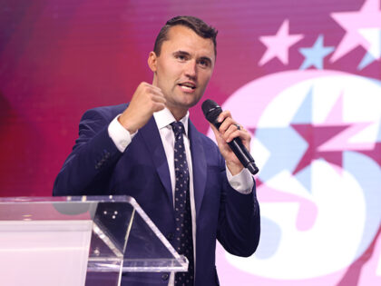 Charlie Kirk speaking with attendees at the 2025 Student Action Summit at the Tampa Conven