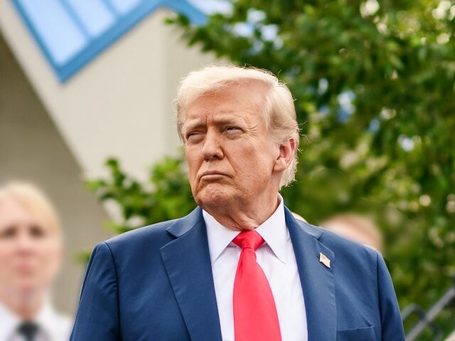 President Donald Trump visits law enforcement and members of the National Guard at the U.