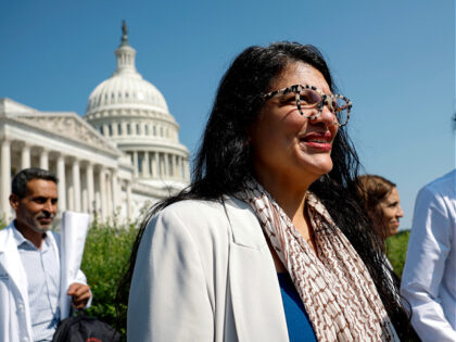 WASHINGTON, DC - JULY 24: U.S. Rep. Rashida Tlaib (D-MI) arrives at a press conference on