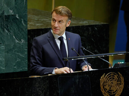 NEW YORK, NEW YORK - SEPTEMBER 23: President of France Emmanuel Macron speaks during the 8
