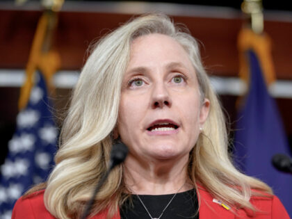 Rep. Abigail Spanberger, D-Va., speaks during a news conference on Capitol Hill, Feb. 13,