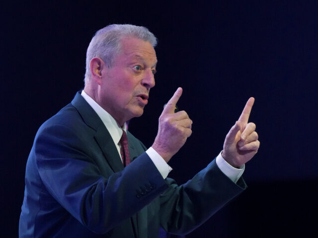 Al Gore Lecturing with Two Fingers Former Vice President Al Gore speaks during a session on Climate Trace, a database that mo