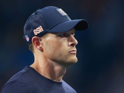 DETROIT,MICHIGAN-SEPTEMBER 14: Chicago Bears head coach Ben Johnson walks off the field at