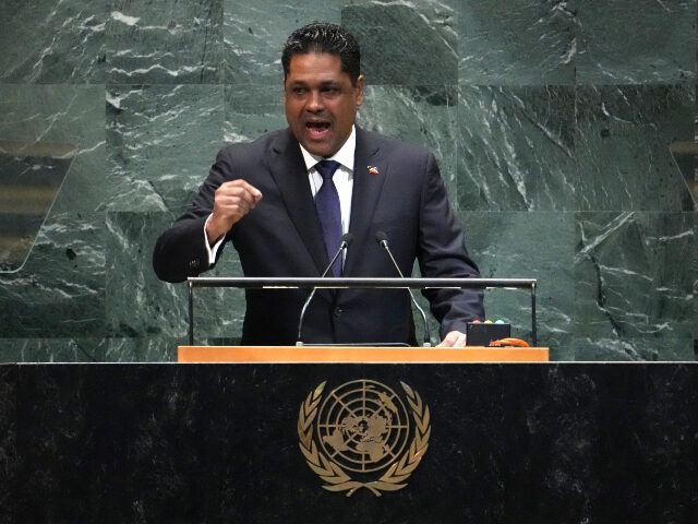 Laurent Saint-Cyr, chairman of Haiti's Transitional Presidential Council, speaks duri