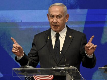 Israeli Prime Minister Benjamin Netanyahu speaks at the opening event of the bipartisan de