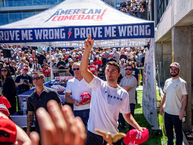Charlie Kirk Charlie Kirk throws hats to the crowd after arriving at Utah Valley University on Septembe