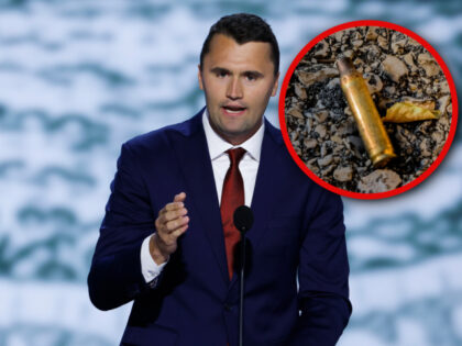 CEO of Turning Point USA Charlie Kirk speaks on stage on the first day of the Republican N