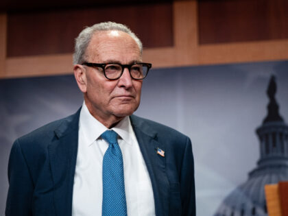 Senate Minority Leader Chuck Schumer, a Democrat from New York, during a news conference a