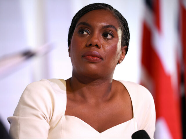 LONDON, ENGLAND - SEPTEMBER 9: Conservative Party Leader Kemi Badenoch speaks on stage at