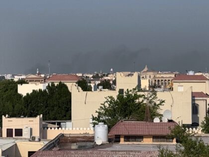DOHA, QATAR - SEPTEMBER 09: Smoke rises from behind residential areas after the explosions