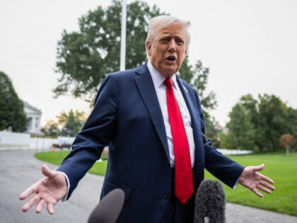 US President Donald Trump speaks to members of the media on the South Lawn of the White Ho