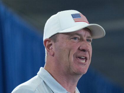 Sen. Eric Schmitt (R-MO) speaks at the Ashley's BBQ Bash fundraiser hosted by U.S. Re