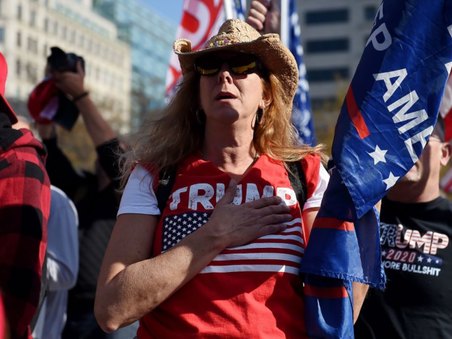 Supporters of US President Donald Trump rally in Washington, DC, on November 14, 2020. - S