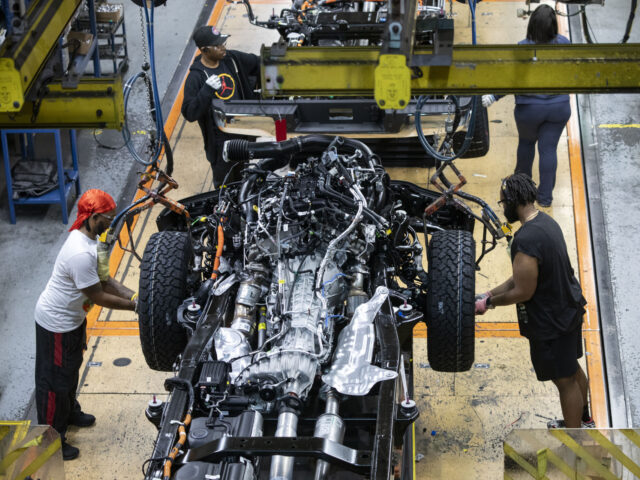 Ford Introduces new F-150 And Ranger Trucks At Their Dearborn Plant DEARBORN, MICHIGAN - APRIL 11: The new Ford F-150 truck goes through the assembly line at
