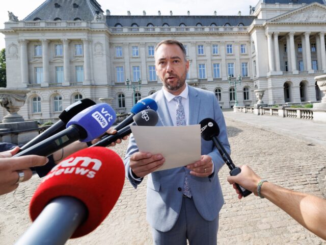 Les Engages' chairman Maxime Prevot pictured talking to the press after a meeting at the R