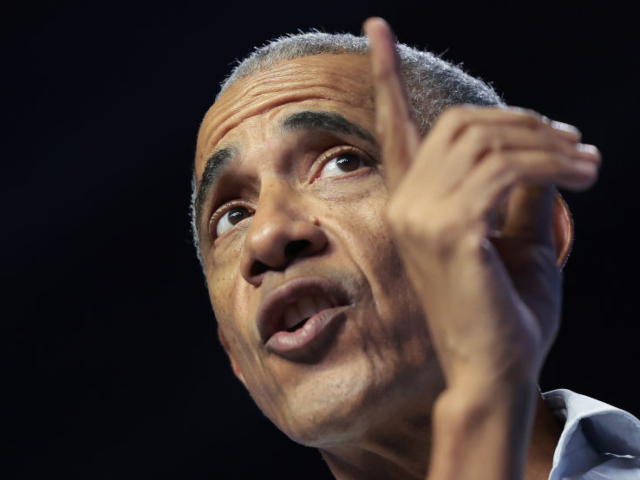 PHILADELPHIA, PENNSYLVANIA - OCTOBER 28: Former U.S. President Barack Obama speaks during