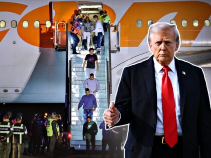 Deported individuals from the US arrive on a flight at Simon Bolivar International Airport