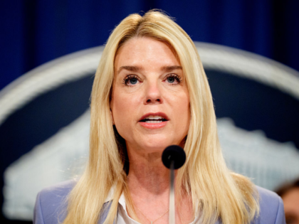 WASHINGTON, DC - MAY 6: U.S. Attorney General Pam Bondi speaks during a news conference at
