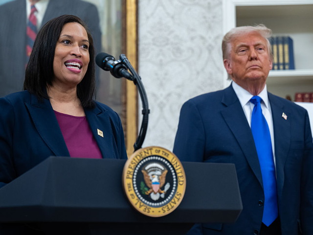 GettyImages-2213905838 WASHINGTON, DC - MAY 5: Mayor of DC Muriel Bowser speaks at an event unveiling plans to ho