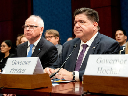 Tim Walz, governor of Minnesota, from left, J.B. Pritzker, governor of Illinois, and Kathy