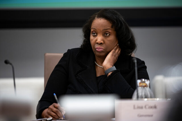 Federal Reserve Board Open Meeting Lisa Cook, governor of the US Federal Reserve, during the Federal Reserve Board open meeti