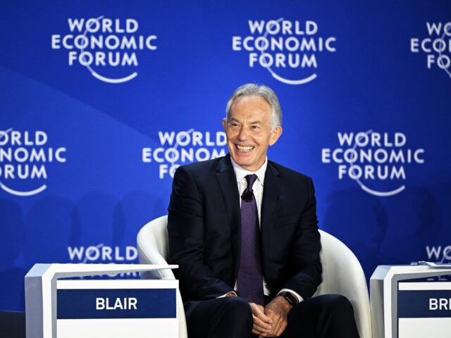 TIANJIN, CHINA - JUNE 24: Britain's former prime minister Tony Blair speaks at a session d