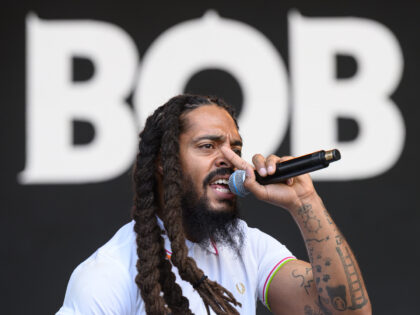GLASTONBURY, ENGLAND - JUNE 28: (EDITORIAL USE ONLY) Bobby Vylan of Bob Vylan performs on